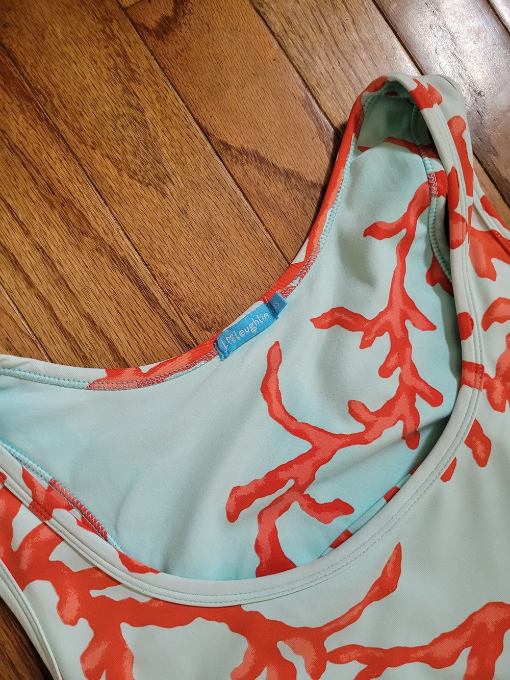 Sleeveless Coral-Print Maxi Dress in Light Blue and Coral - Picture 2 of 3